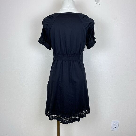 Veeko Dress Womens Small Black Mini Fit and Flare Lace Trim Goth Dark Whimsigoth - Picture 14 of 14